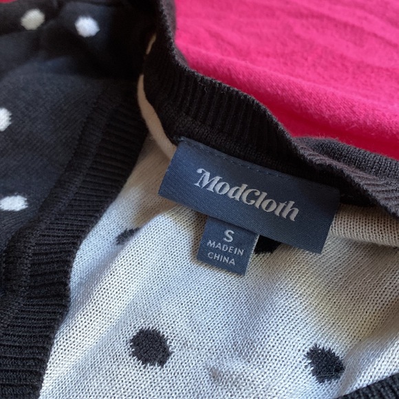 ModCloth polka dot sweater (black and white) NWOT - Picture 3 of 4